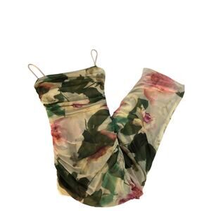 Express floral bodycon ruched maxi dress XS